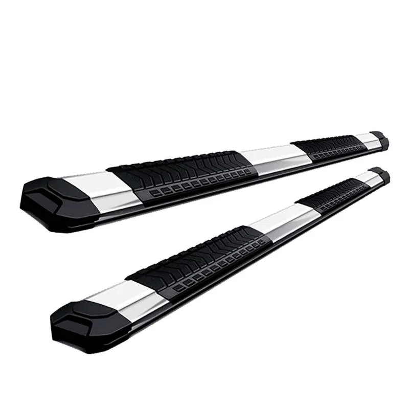 RN-DGRAM-19-79 – BLACK HORSE Running Board, 4 Inch Width Polished Stainless Steel With Black Step Pads Unlighted With...